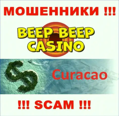 Не доверяйте интернет мошенникам Бип Бип Казино, потому что они зарегистрированы в офшоре: Curacao
