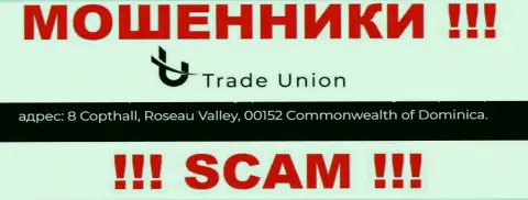 Все клиенты Трейд Юнион будут одурачены - данные internet мошенники спрятались в оффшорной зоне: 8 Copthall, Roseau Valley, 00152 Dominica
