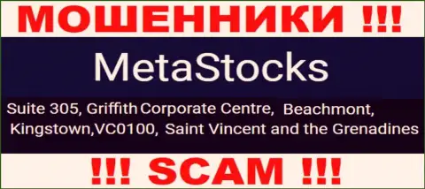 На официальном портале MetaStocks опубликован адрес регистрации указанной компании - Suite 305, Griffith Corporate Centre, Beachmont, Kingstown, VC0100, Saint Vincent and the Grenadines (офшор)