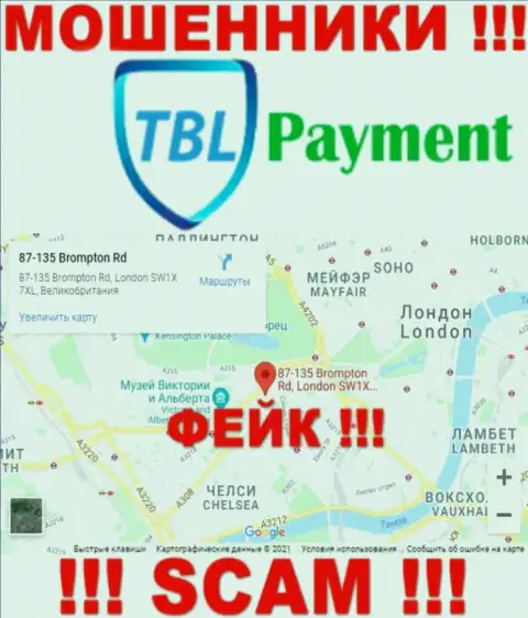С жульнической организацией TBL Payment не взаимодействуйте, информация относительно юрисдикции липа