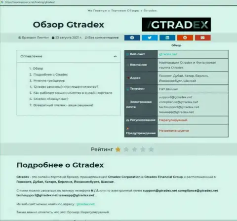 GTradex Net - это МОШЕННИКИ ! Условия совместного трейдинга, как ловушка для лохов - обзор мошеннических действий
