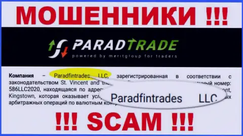 Юридическое лицо internet-воров Парад Трейд это Paradfintrades LLC