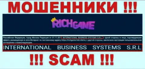 Организация, управляющая мошенниками Rich Game - это NTERNATIONAL BUSINESS SYSTEMS S.R.L.