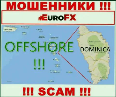 Dominica - оффшорное место регистрации мошенников Евро ФХ Трейд, опубликованное у них на информационном ресурсе