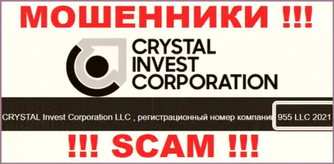 Номер регистрации организации Crystal Invest Corporation, вероятнее всего, что и ненастоящий - 955 LLC 2021