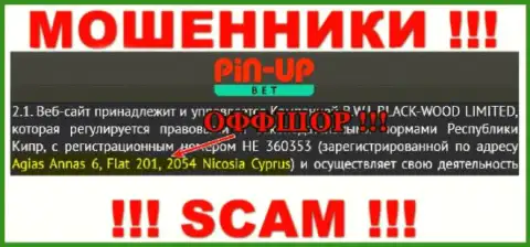 Pin Up Bet - это МОШЕННИКИ, спрятались в оффшоре по адресу - Agias Annas 6, Flat 201, 2054 Nicosia Cyprus