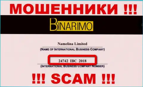 Будьте бдительны ! Binarimo обманывают !!! Регистрационный номер данной конторы: 24742 IBC 2018