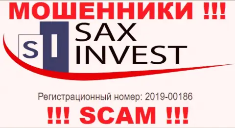 Sax Invest это еще одно кидалово !!! Регистрационный номер указанной организации - 2019-00186