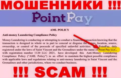 Компанией PointPay управляет Point Pay LLC - инфа с официального веб-сервиса воров