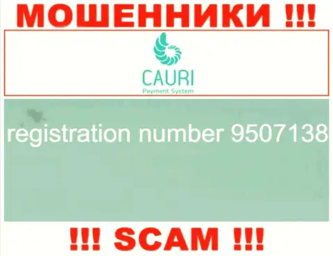 Номер регистрации, принадлежащий преступно действующей конторе Cauri: 9507138