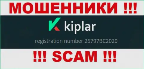 Номер регистрации организации Kiplar Com, в которую деньги лучше не перечислять: 25797BC2020