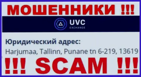 UVC Exchange - жульническая организация, которая скрывается в офшоре по адресу Harjumaa, Tallinn, Punane tn 6-219, 13619